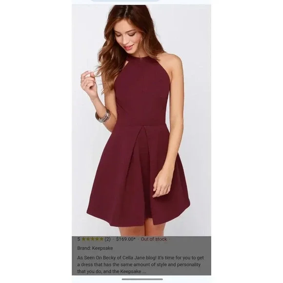 Keep sake Dress Burgundy Lined Adore You Mini Dress Size XS Originally $169 - Picture 15 of 15